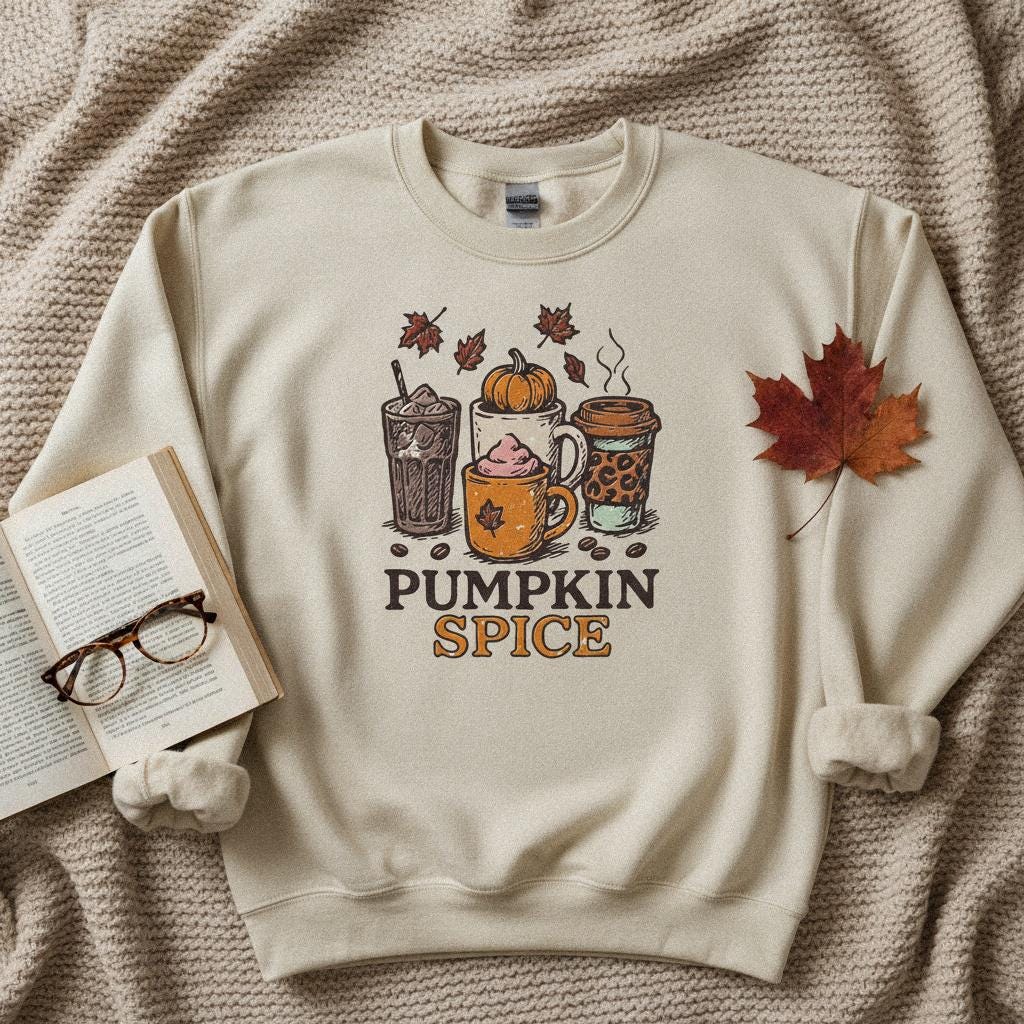 Pumpkin Spice PNG, Fall Coffee Clipart - 300 DPI Design for T-Shirt