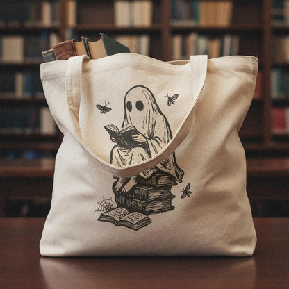 Spooky Ghost Reading PNG, Book Lover Halloween Shirt - 300 DPI Design for