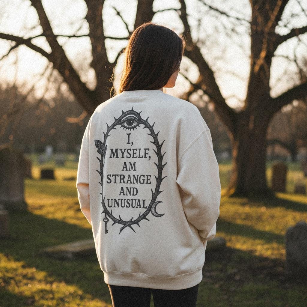 I Myself Am Strange And Unusual PNG, Gothic Wall Art - 300 DPI Design for