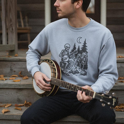 Skeleton Campfire Banjo PNG, Digital Download - 300 DPI Design for T-Shirt