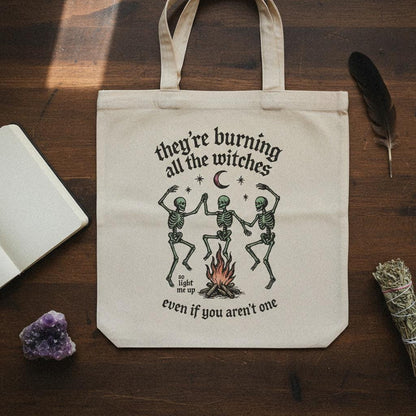 They’re Burning All The Witches PNG, Vintage Skeleton Witch Art - 300 DPI