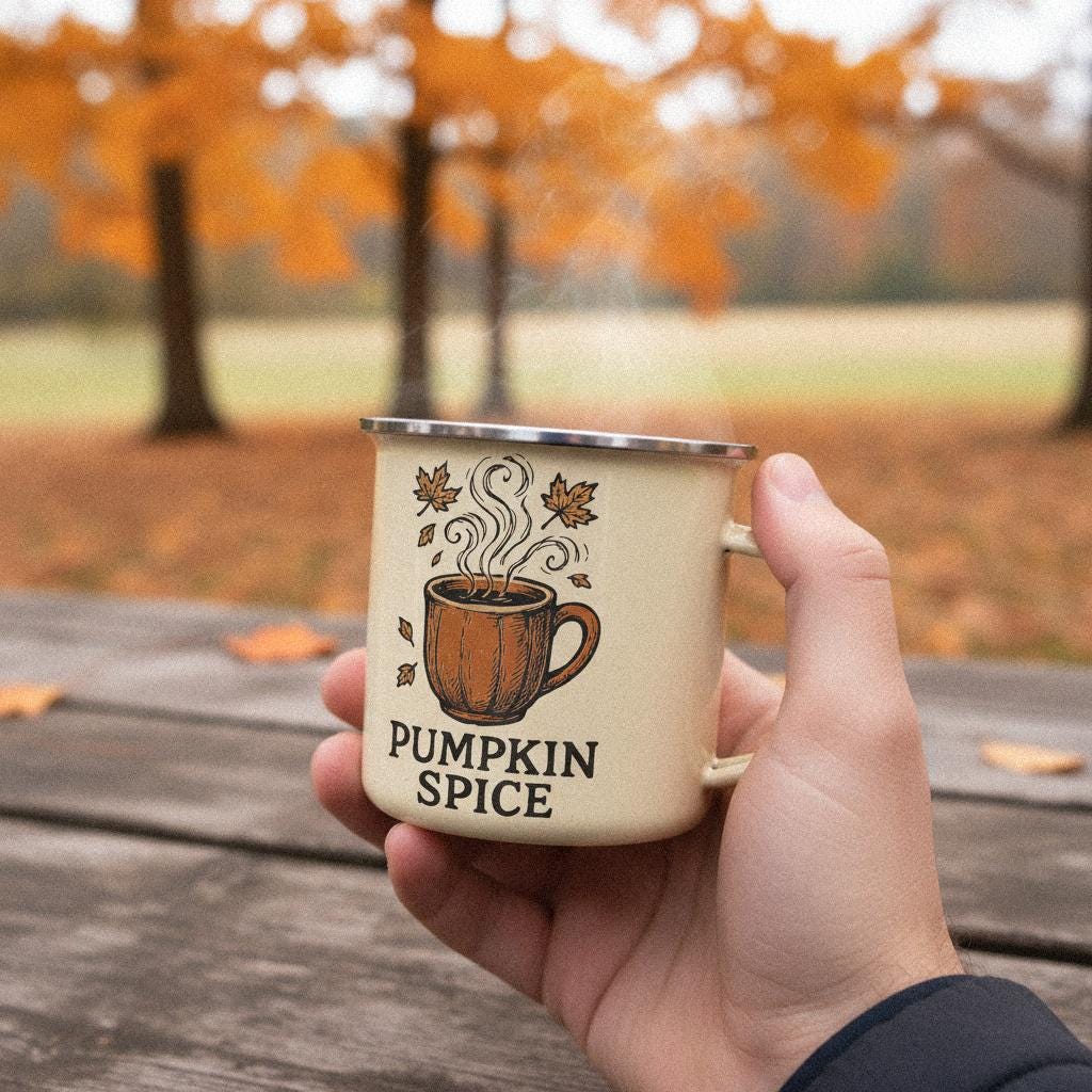 Pumpkin Spice PNG, Autumn Coffee Mug Clipart - 300 DPI Design for T-Shirt