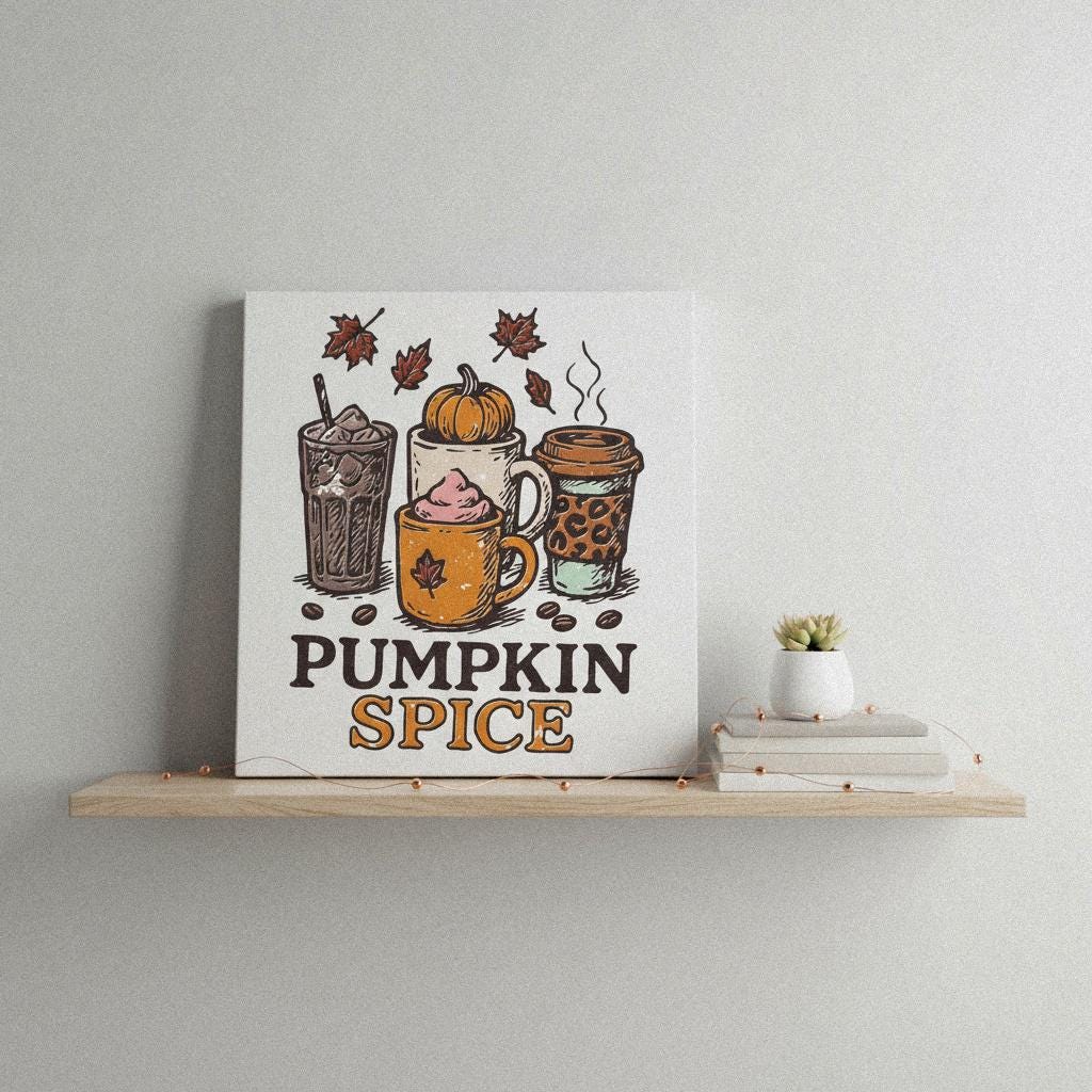 Pumpkin Spice PNG, Fall Coffee Clipart - 300 DPI Design for T-Shirt