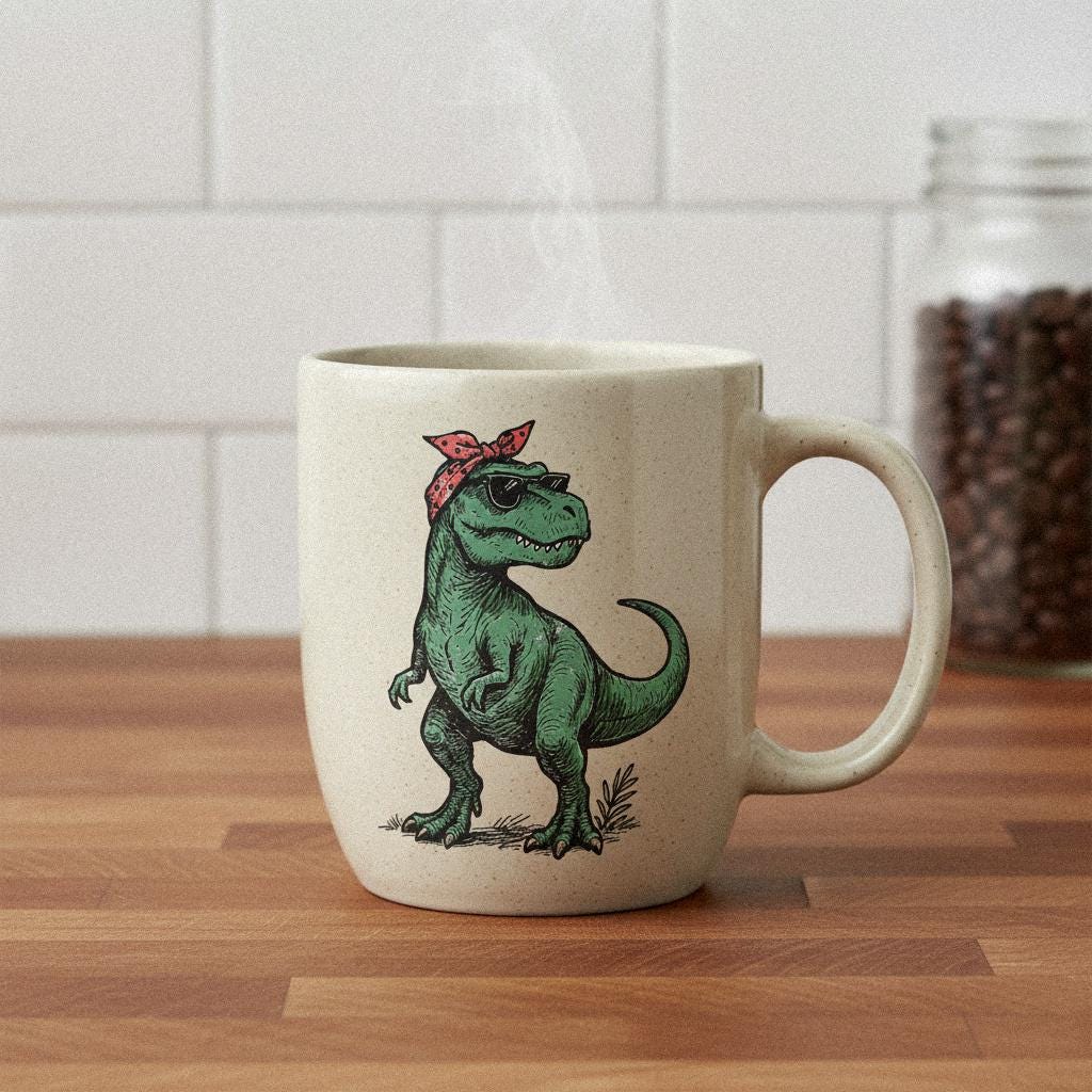 Retro T-Rex PNG, Bandana Dinosaur - 300 DPI Design for T-Shirt