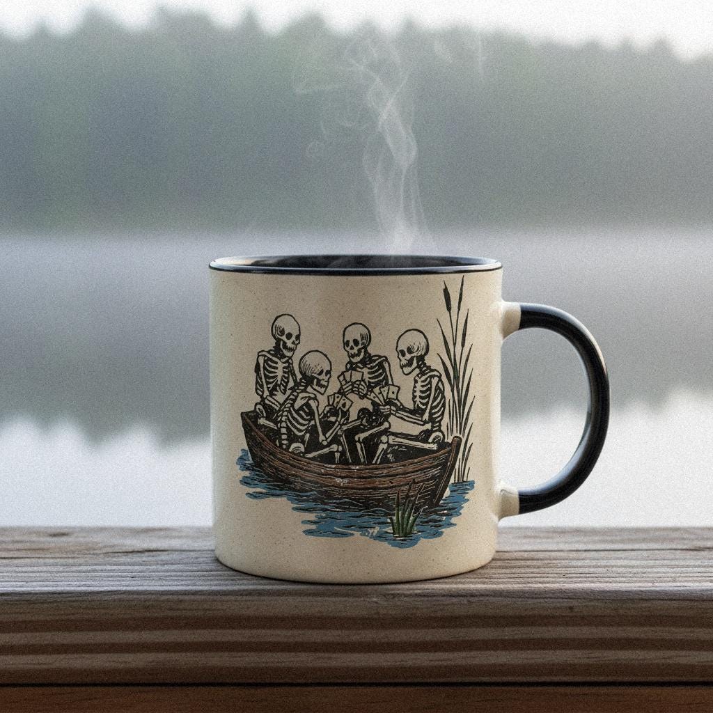 Skeletons Playing Cards PNG, Funny Poker Skeleton Art - 300 DPI Design