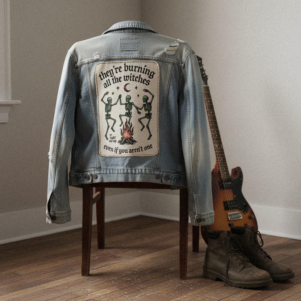 They’re Burning All The Witches PNG, Vintage Skeleton Witch Art - 300 DPI