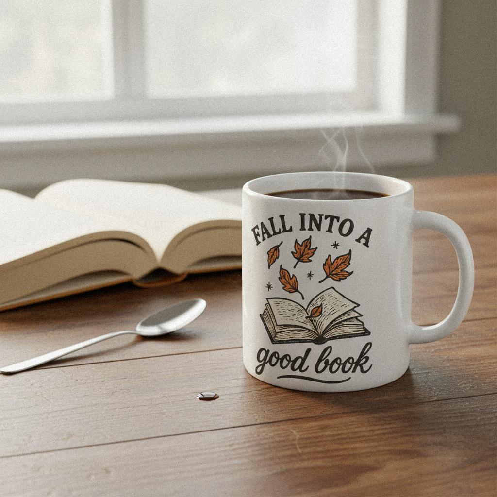 Fall Into a Good Book PNG, Autumn Reading Shirt - 300 DPI Design for