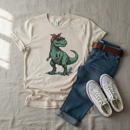 Retro T-Rex PNG, Bandana Dinosaur - 300 DPI Design for T-Shirt