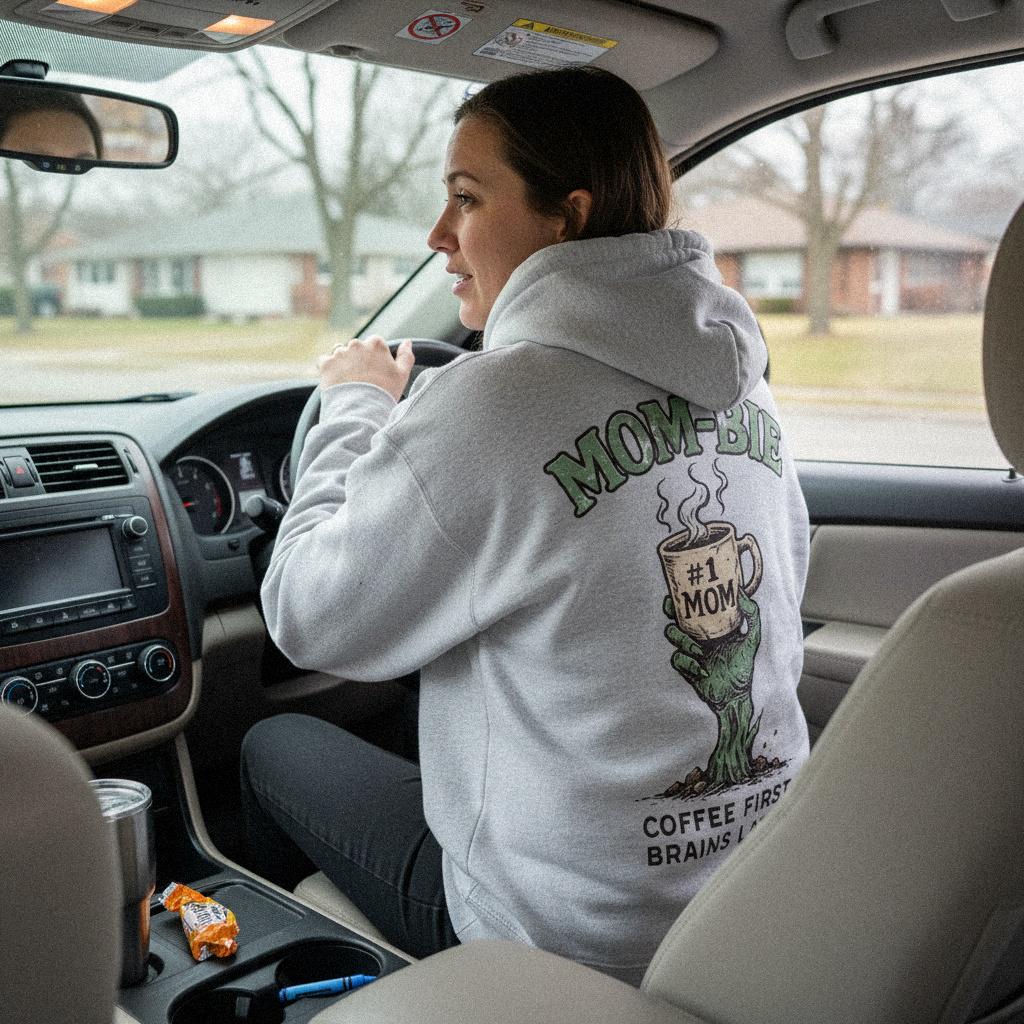 Mom-Bie #1 Mom PNG, Coffee First Brains Later - 300 DPI Design for T-Shirt