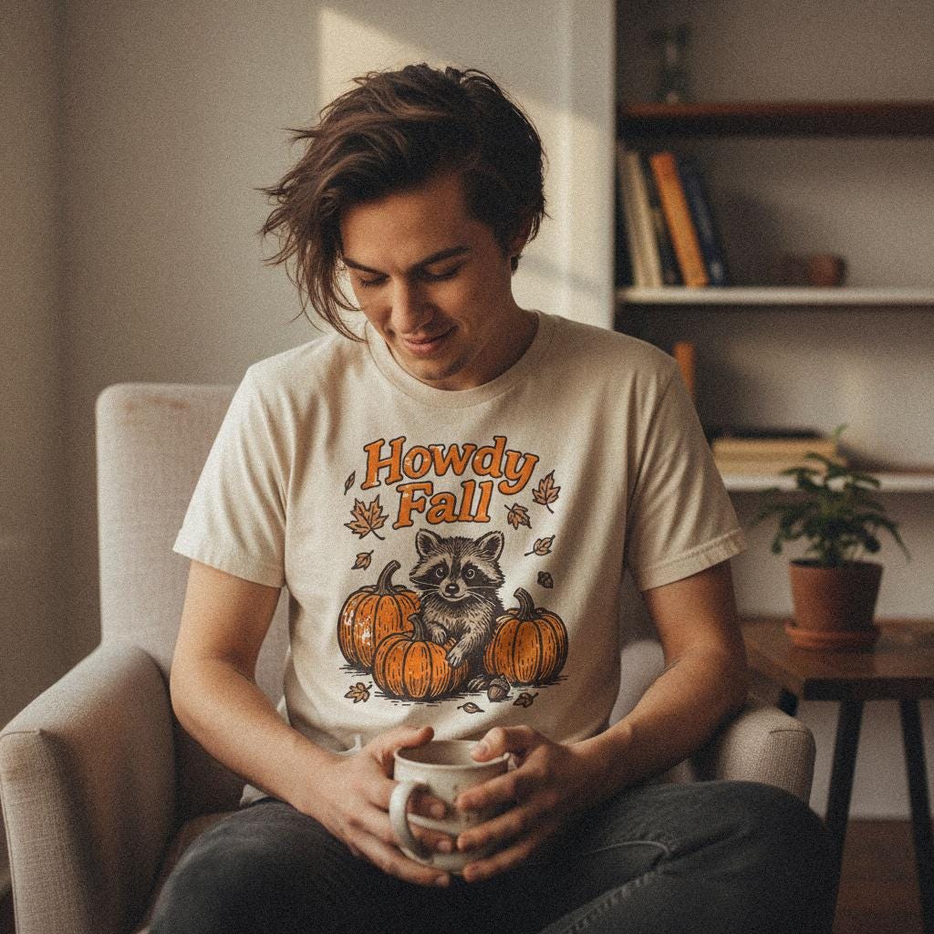 Howdy Fall PNG, Cute Raccoon Autumn Shirt - 300 DPI Design for T-Shirt
