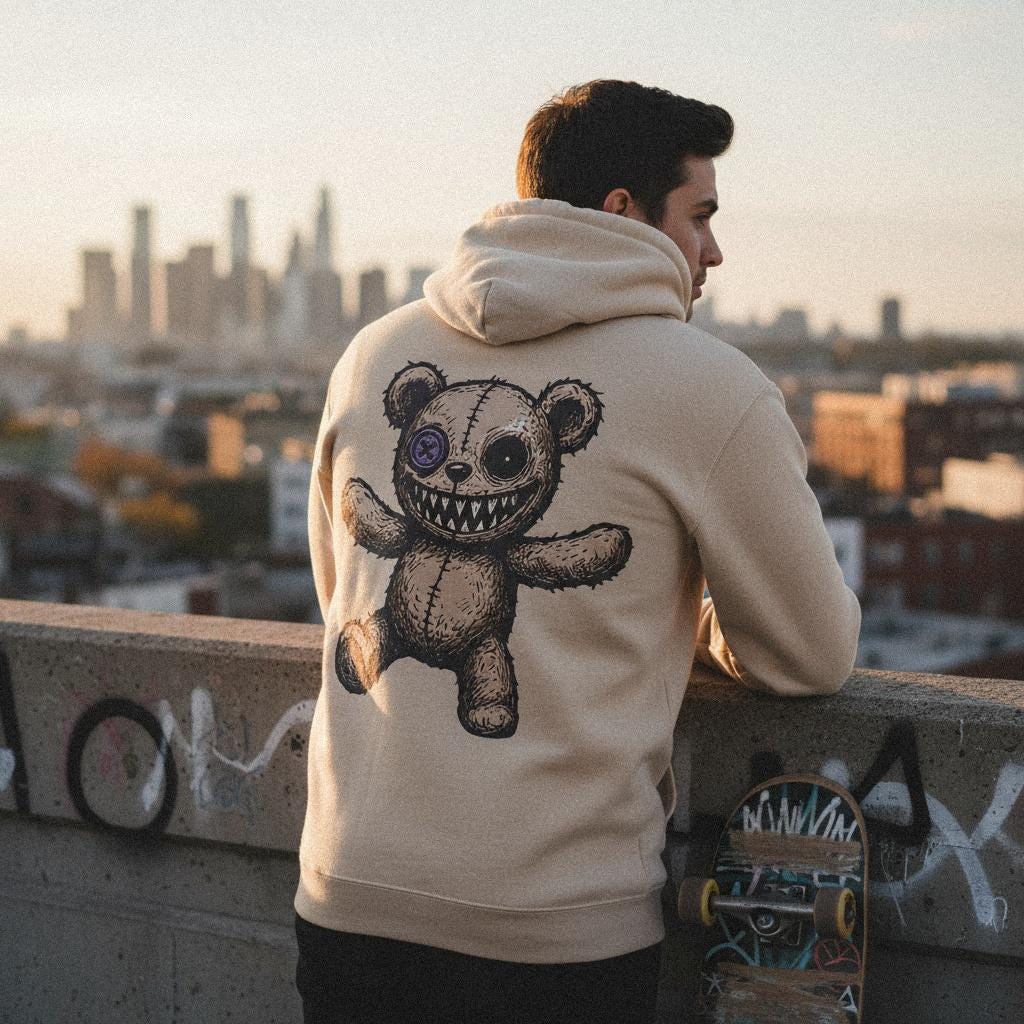 Creepy Teddy Bear Digital Download, Horror Cute Shirt - 300 DPI Design