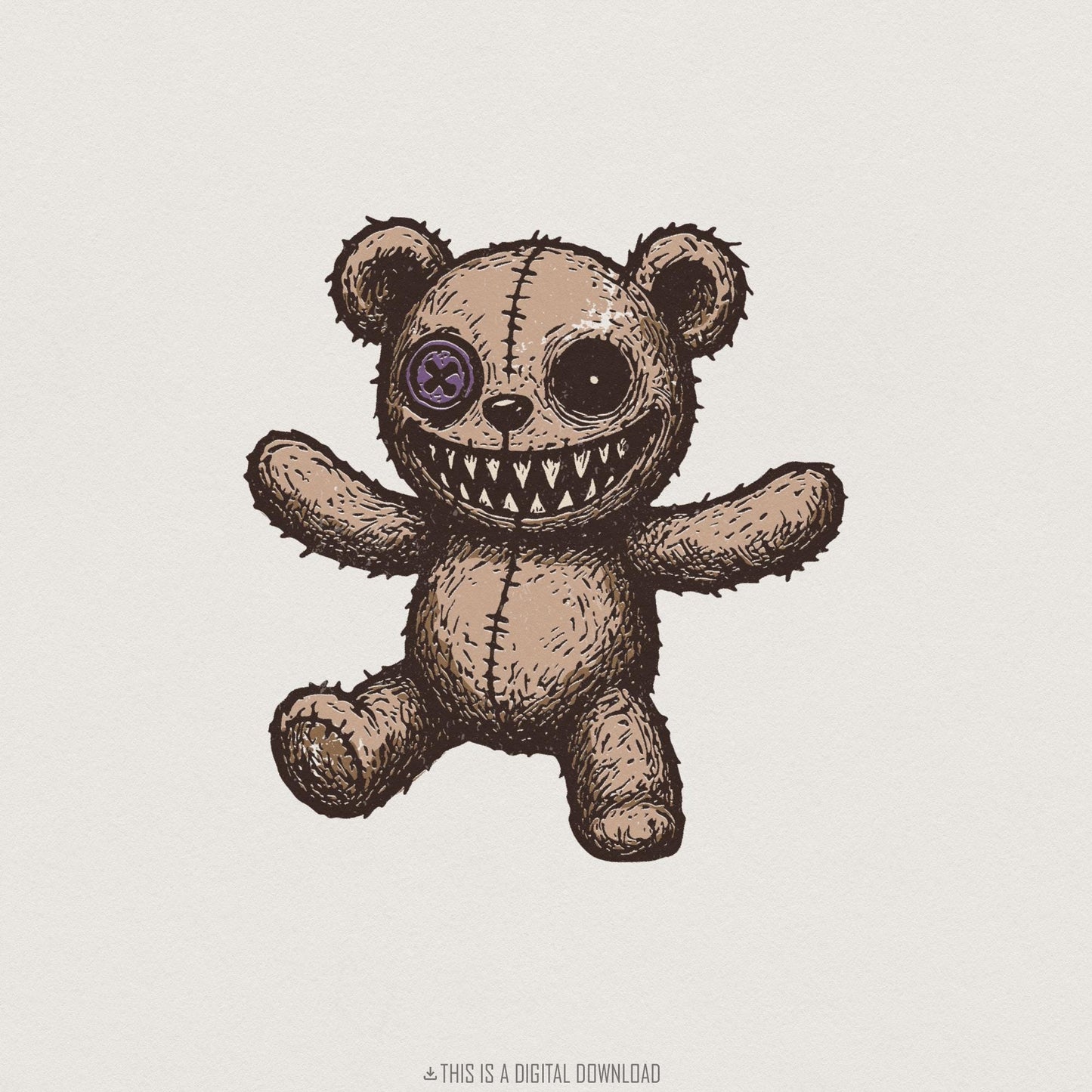 Creepy Teddy Bear Digital Download, Horror Cute Shirt - 300 DPI Design