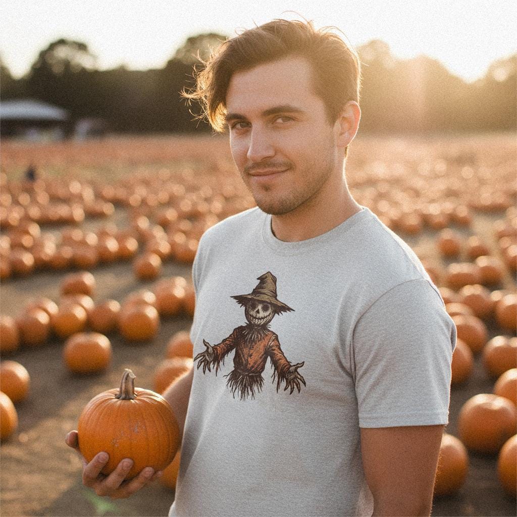 Creepy Scarecrow Halloween Art, Printable Shirt - 300 DPI Design for