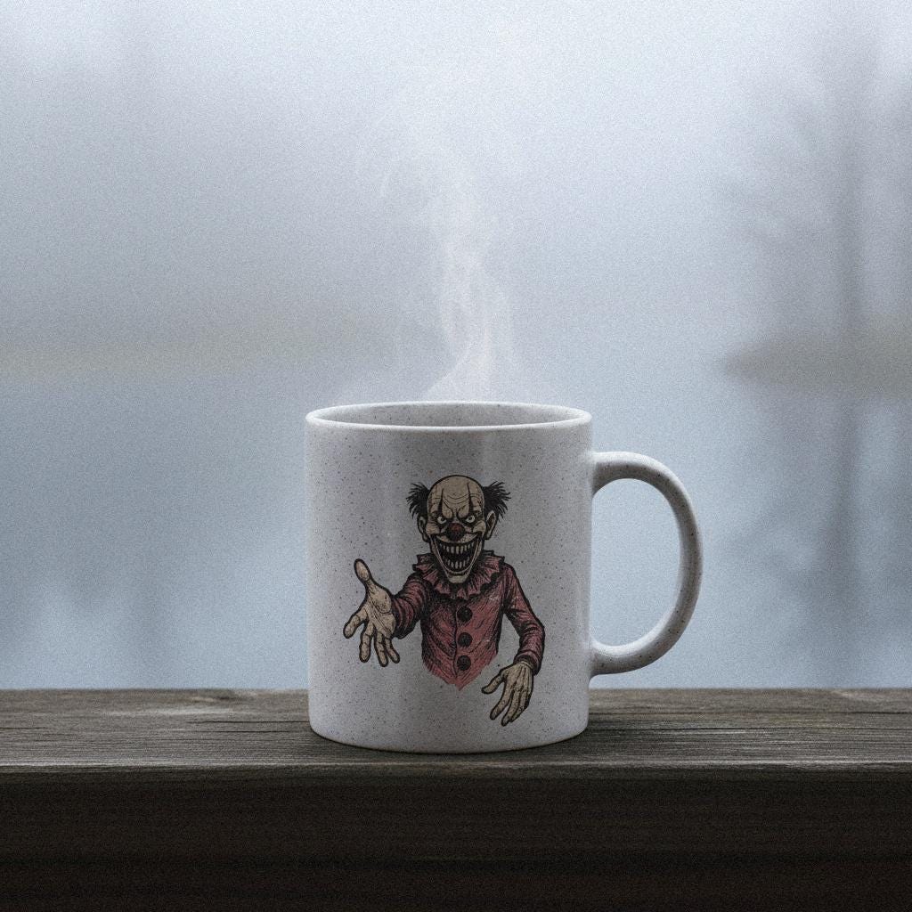 Creepy Clown Digital Download, Scary Horror Art - 300 DPI Design for