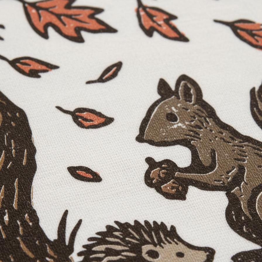 Autumn Woodland Animals PNG, Squirrel and Hedgehog Under Tree - 300 DPI