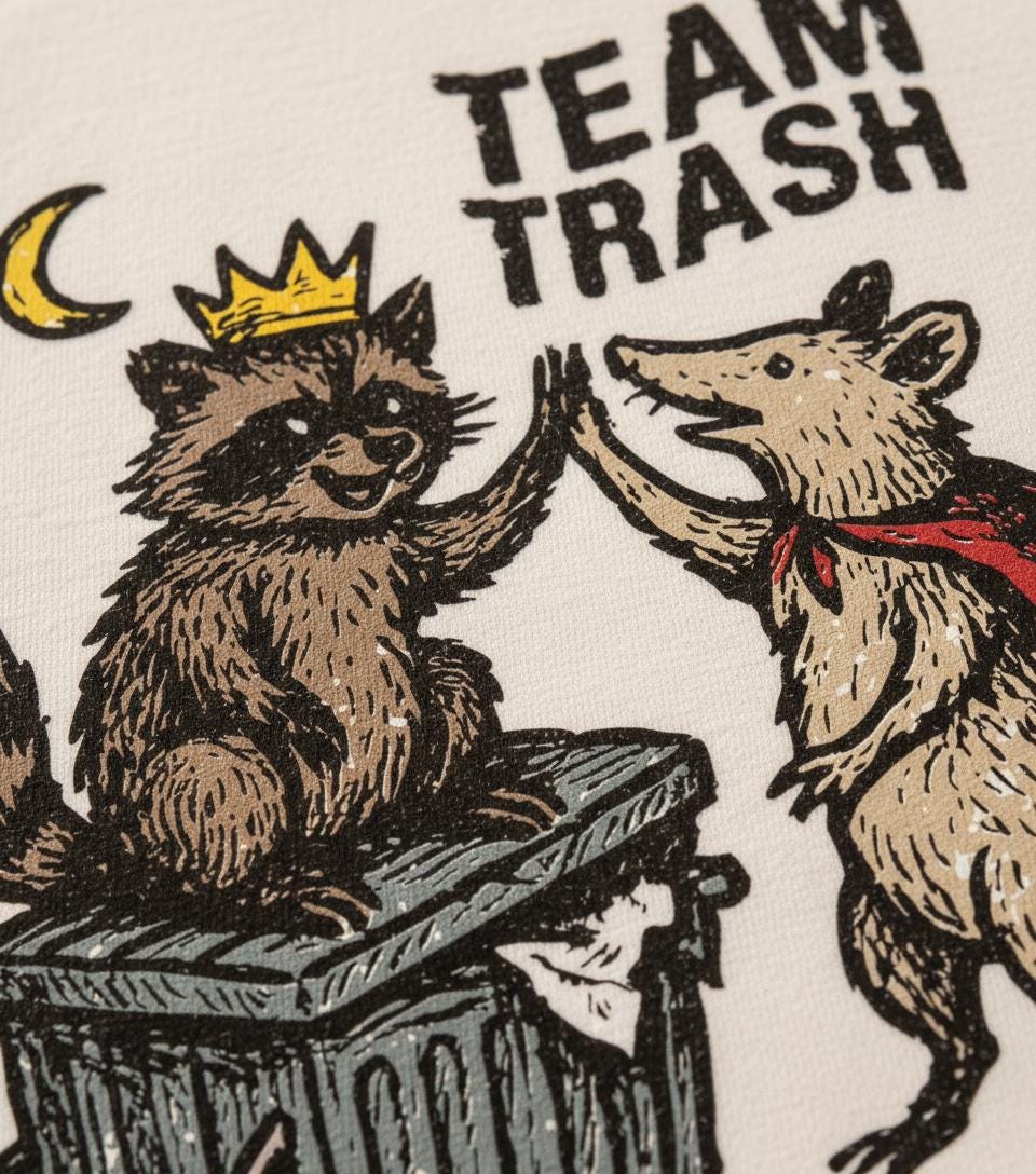 Team Trash PNG, Raccoon and Possum Digital Art - 300 DPI Design for T-Shirt
