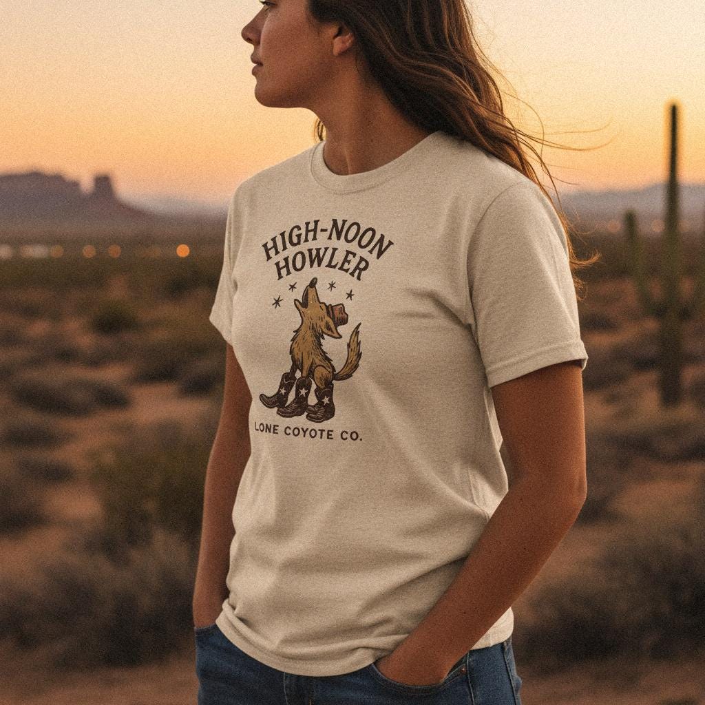 High-Noon Howler PNG, Lone Coyote Co Digital Download - 300 DPI Design