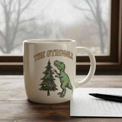 The Struggle PNG, Funny Dinosaur Christmas Shirt - 300 DPI Design for