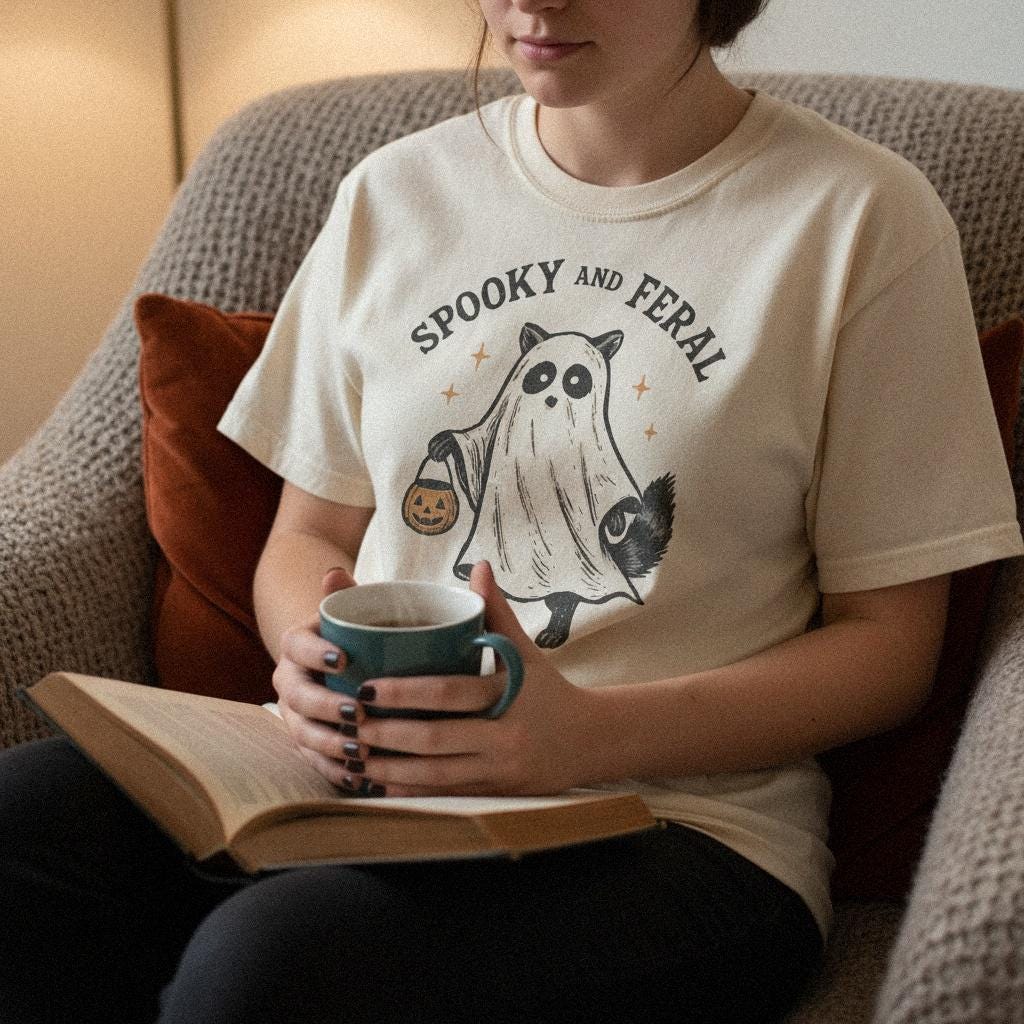 Spooky And Feral PNG, Halloween Raccoon Digital Download - 300 DPI Design