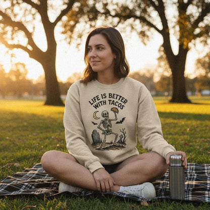 Life Is Better With Tacos PNG, Skeleton Halloween Shirt - 300 DPI Design