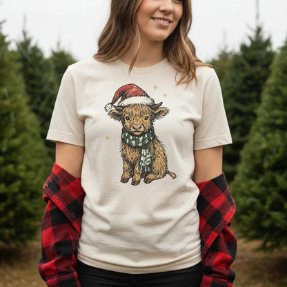 Highland Cow Christmas PNG, Cute Holiday Calf Digital Download - 300 DPI