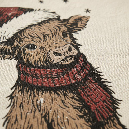 Christmas Highland Cow PNG, Cute Holiday Calf Design - 300 DPI Design for