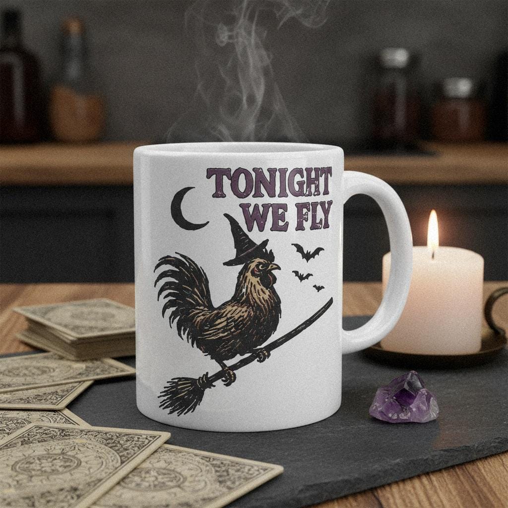 Tonight We Fly PNG, Witch Rooster Art - 300 DPI Design for T-Shirt