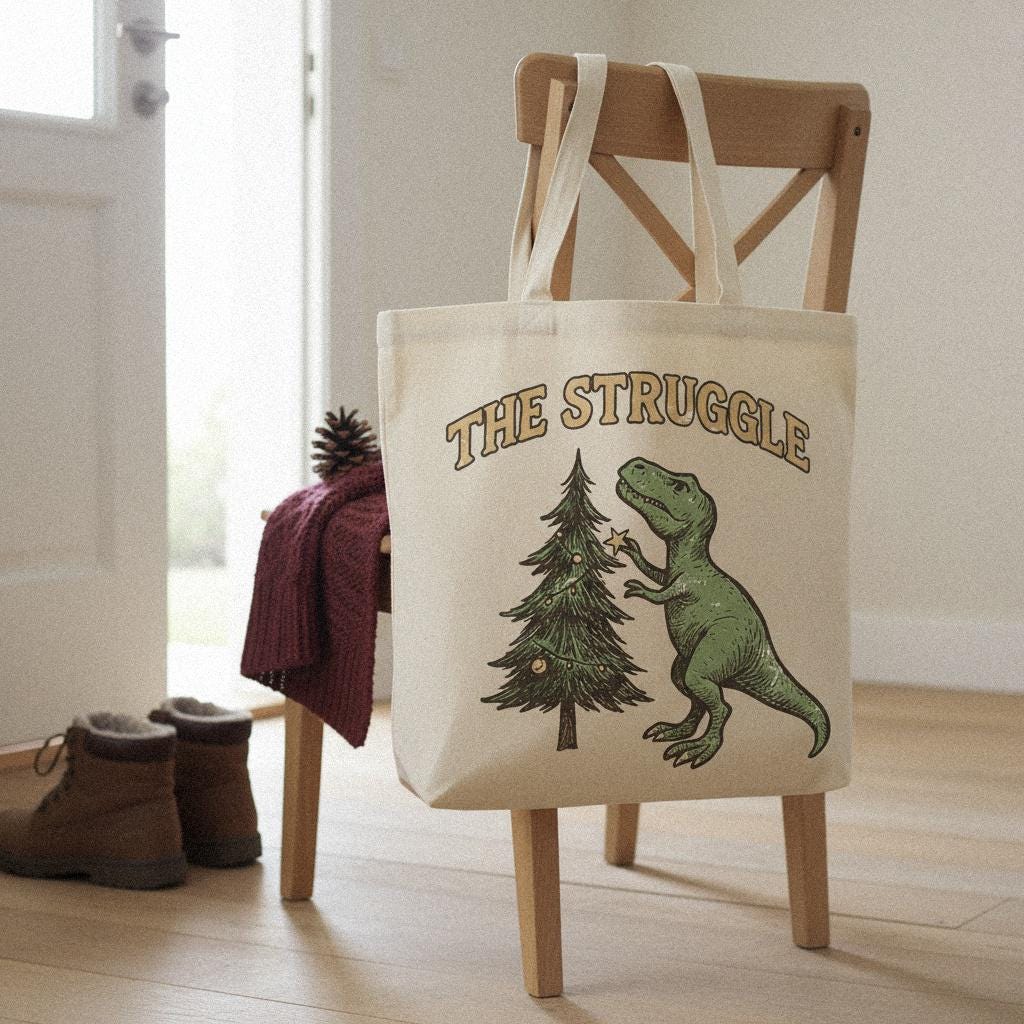The Struggle PNG, Funny Dinosaur Christmas Shirt - 300 DPI Design for