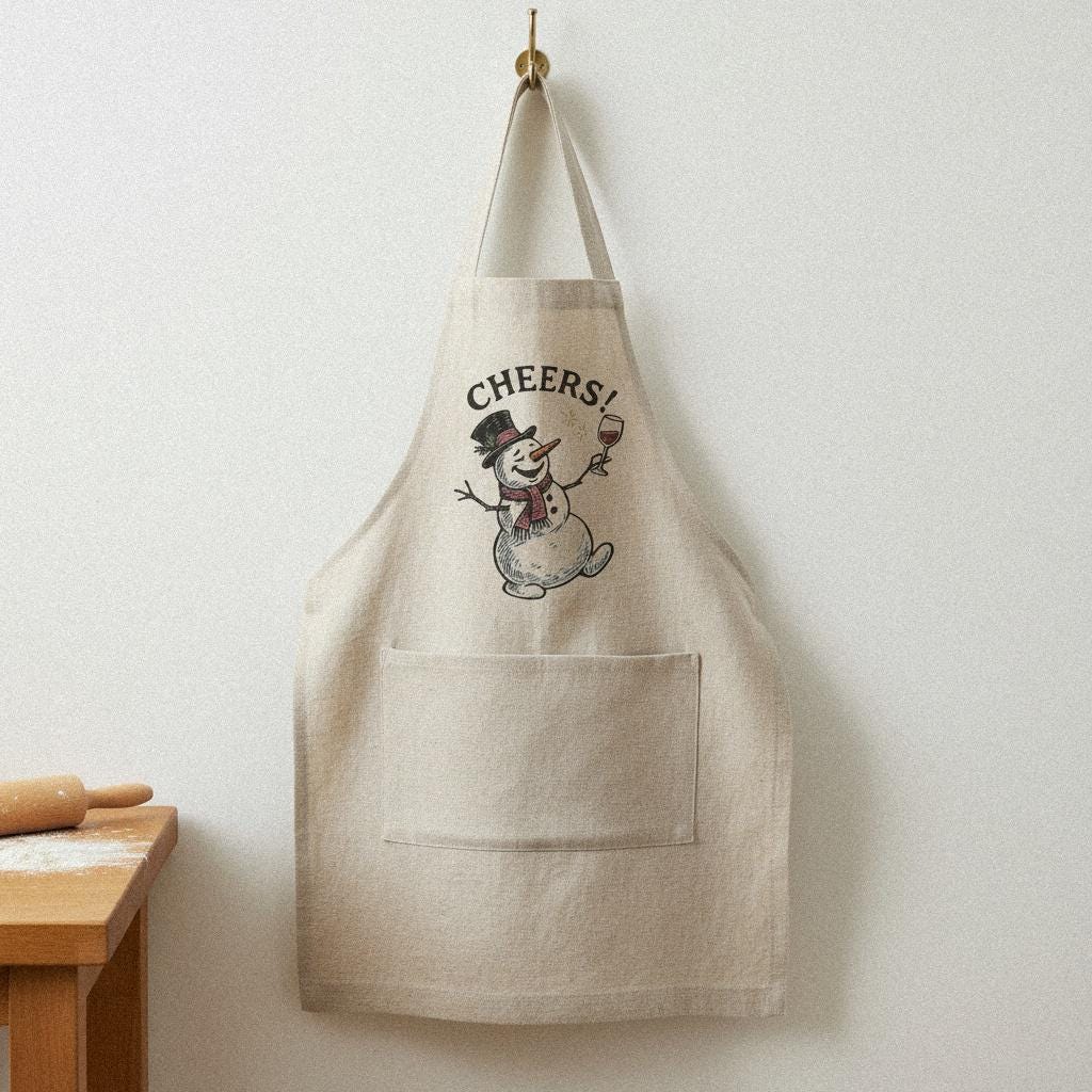 Cheers Snowman PNG, Holiday Wine Lover Design - 300 DPI Design for T-Shirt