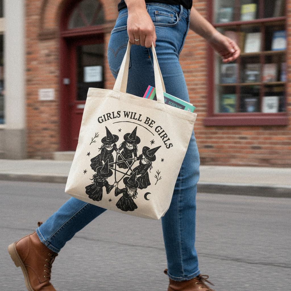 Girls Will Be Girls PNG, Witch Circle Clipart - 300 DPI Design for T-Shirt