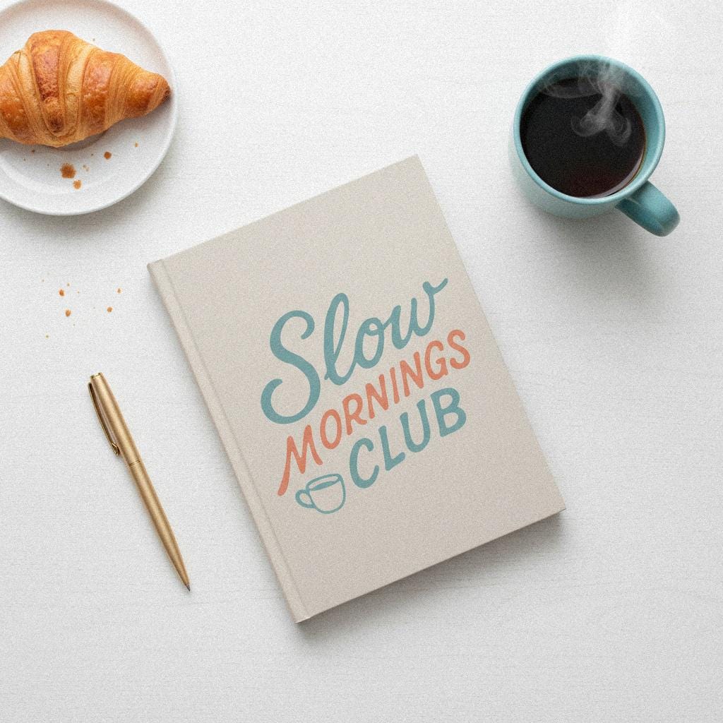 Slow Mornings Club PNG, Coffee Lover Digital Download - 300 DPI Design
