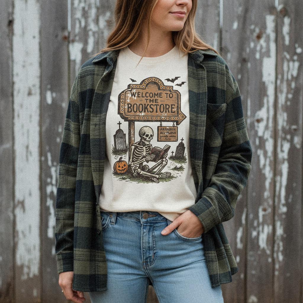 Welcome To The Bookstore PNG, Skeleton Reading Digital Download - 300 DPI