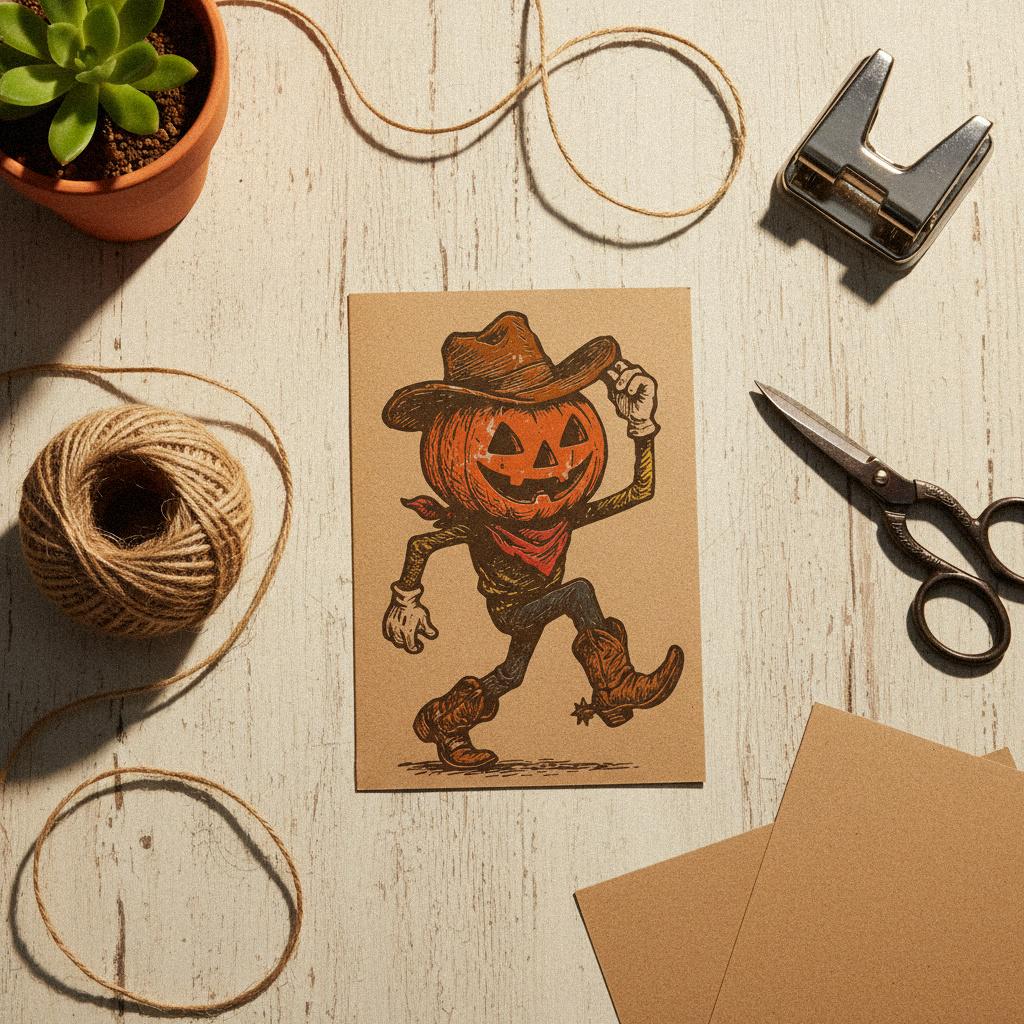 Pumpkin Cowboy PNG, Halloween Digital Download - 300 DPI Design for T-Shirt