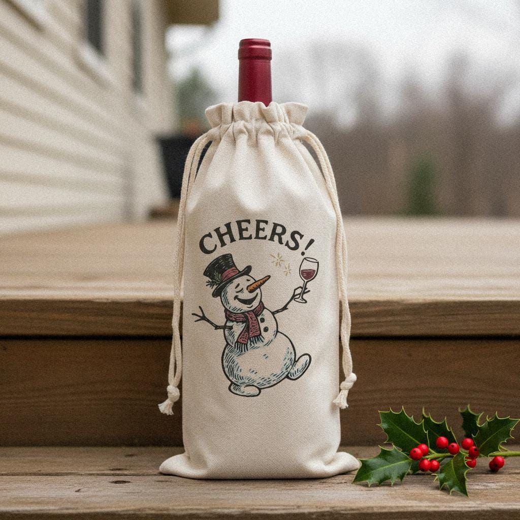 Cheers Snowman PNG, Holiday Wine Lover Design - 300 DPI Design for T-Shirt