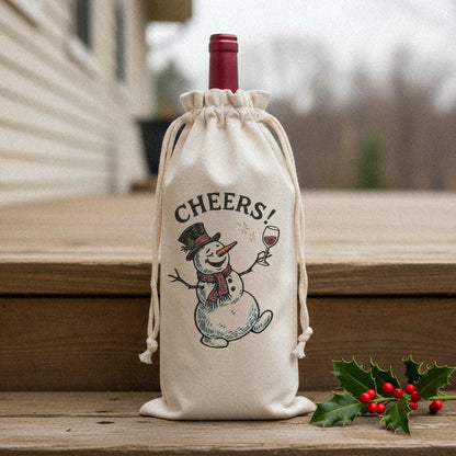 Cheers Snowman PNG, Holiday Wine Lover Design - 300 DPI Design for T-Shirt