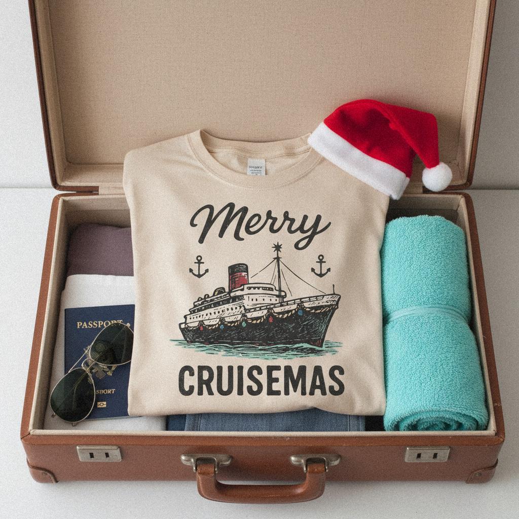 Merry Cruisemas PNG, Cruise Ship Christmas Design - 300 DPI Design for