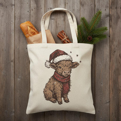 Christmas Highland Cow PNG, Cute Holiday Calf Design - 300 DPI Design for
