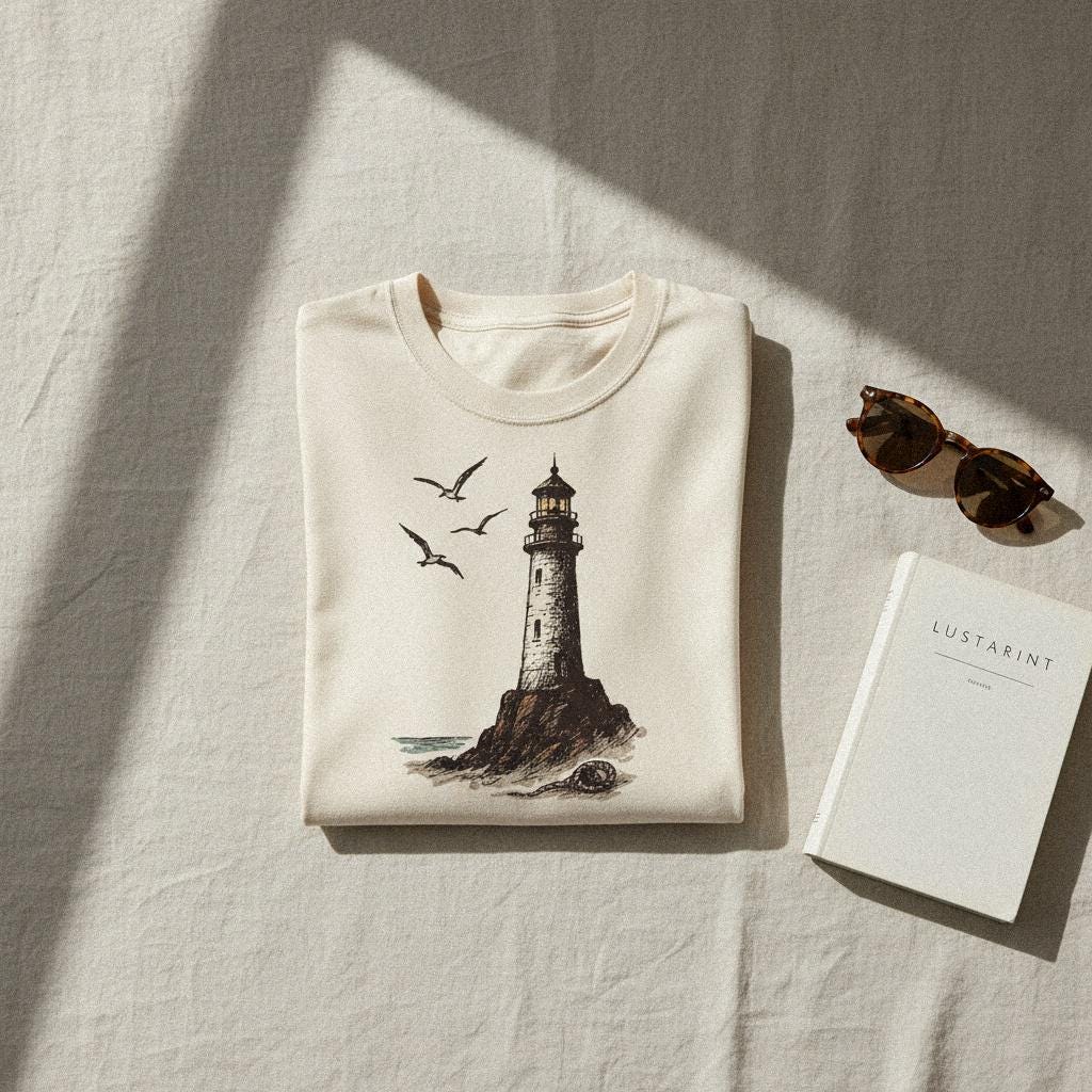 Lighthouse PNG, Coastal Wall Art - 300 DPI Design for T-Shirt
