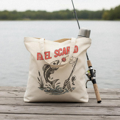 Reel Scared PNG, Skeleton Fishing Clipart - 300 DPI Design for T-Shirt