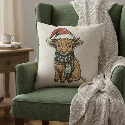 Highland Cow Christmas PNG, Cute Holiday Calf Digital Download - 300 DPI