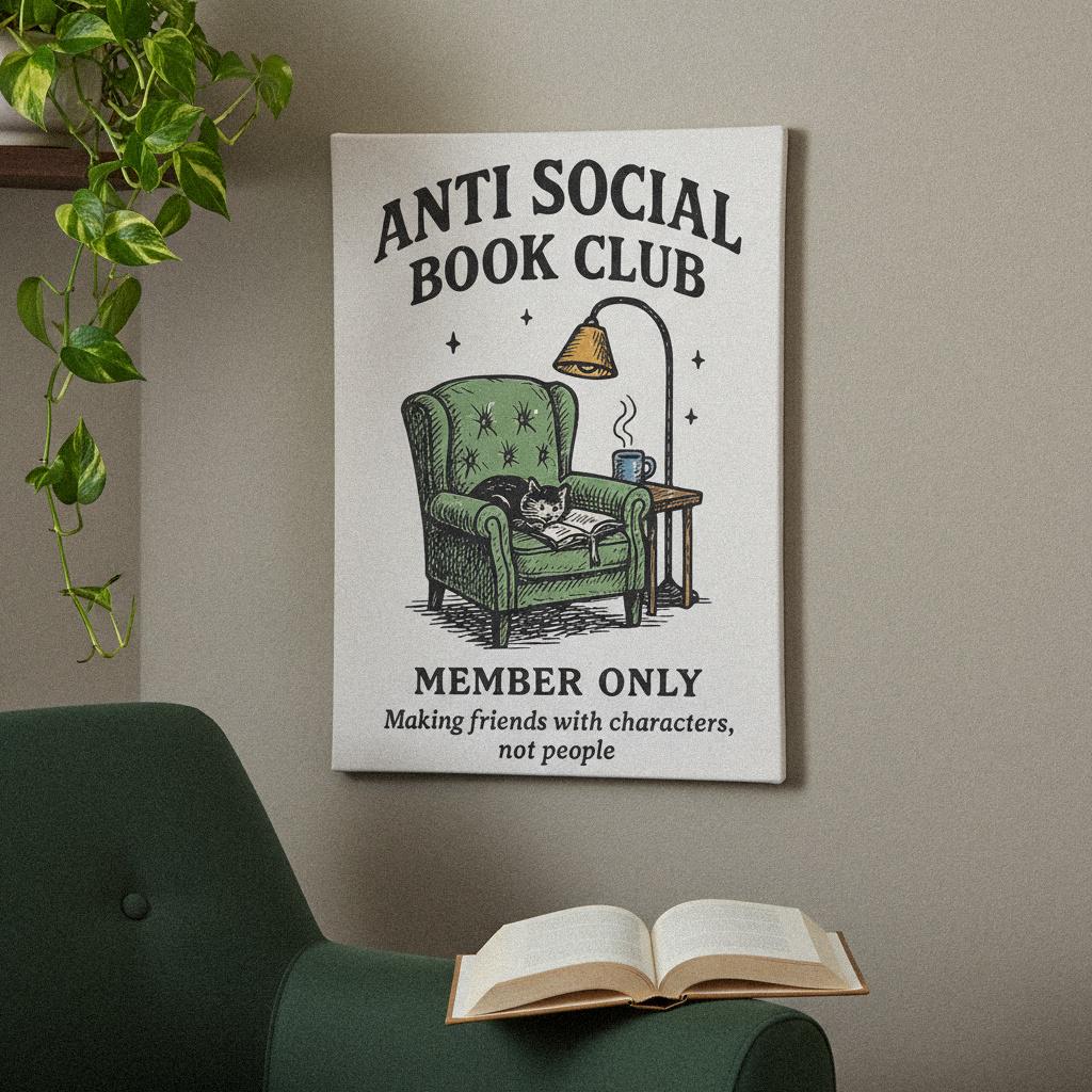 Anti Social Book Club PNG, Member Only Printable - 300 DPI Design for