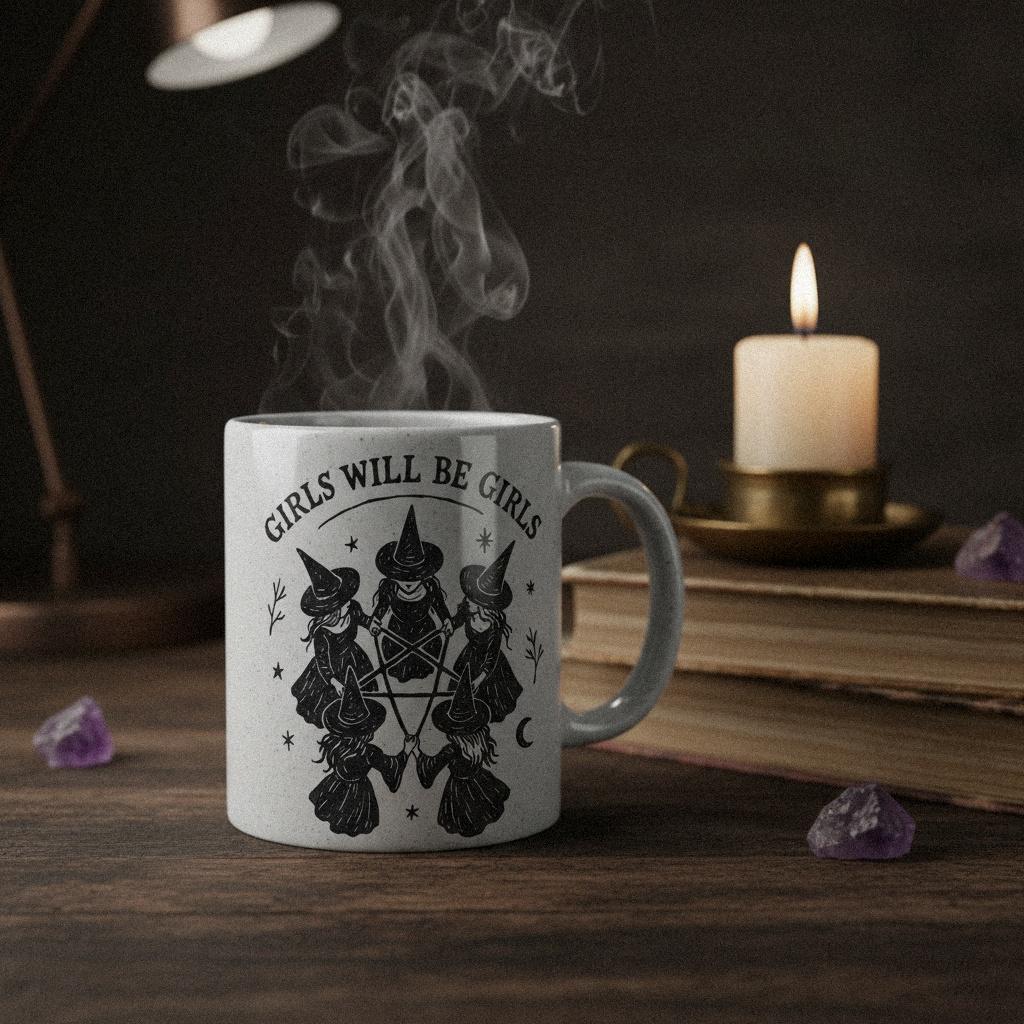 Girls Will Be Girls PNG, Witch Circle Clipart - 300 DPI Design for T-Shirt