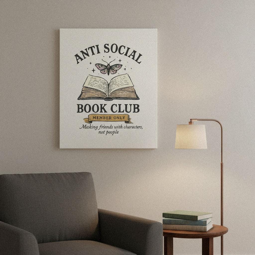 Anti Social Book Club PNG, Book Lover Digital Download - 300 DPI Design