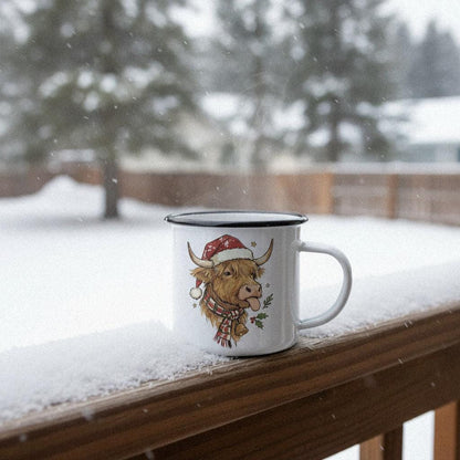 Highland Cow Christmas PNG, Funny Farm Animal Santa Art - 300 DPI Design