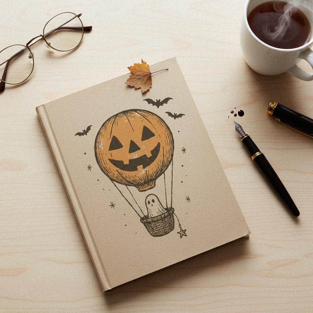 Halloween Pumpkin Balloon PNG, Cute Ghost Digital Download - 300 DPI