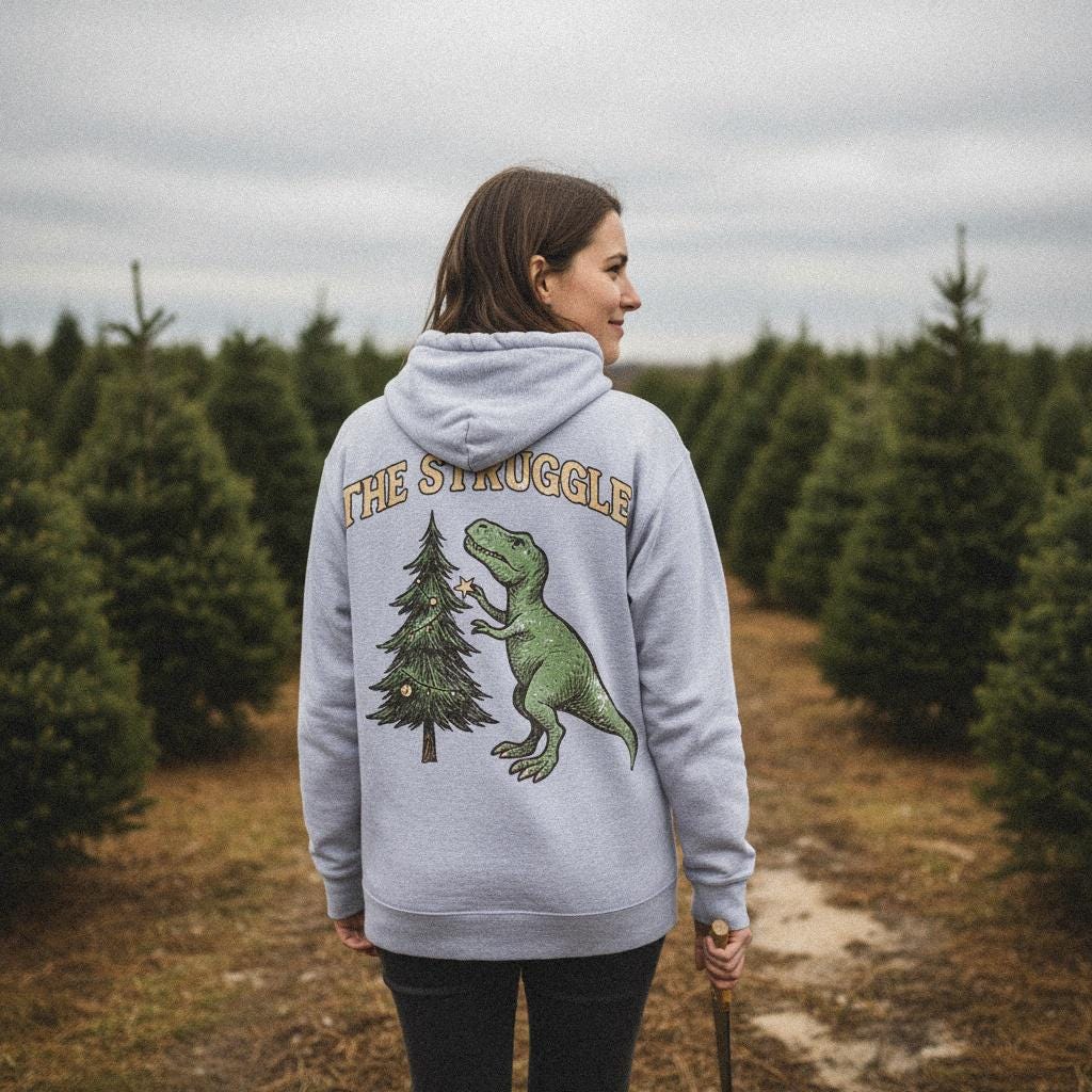 The Struggle PNG, Funny Dinosaur Christmas Shirt - 300 DPI Design for