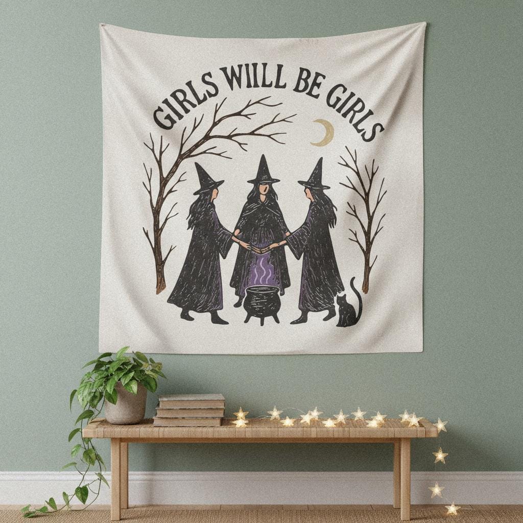 Girls Will Be Girls PNG, Witch Cauldron Digital Download - 300 DPI Design