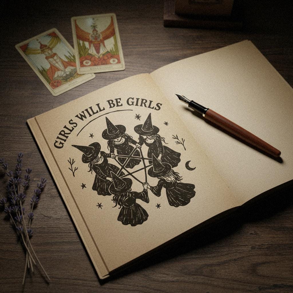 Girls Will Be Girls PNG, Witch Circle Clipart - 300 DPI Design for T-Shirt