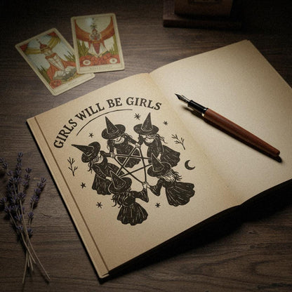 Girls Will Be Girls PNG, Witch Circle Clipart - 300 DPI Design for T-Shirt