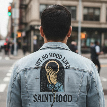 Ain't No Hood Like Sainthood PNG, Praying Hands Art Print - 300 DPI